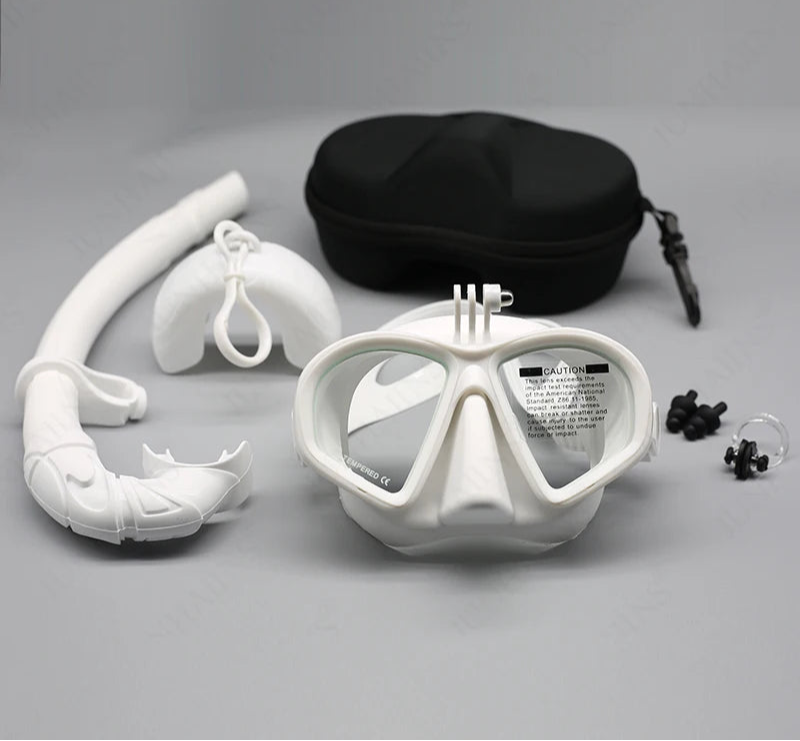 Diving Mask Snorkel Set with Camera Mount Black