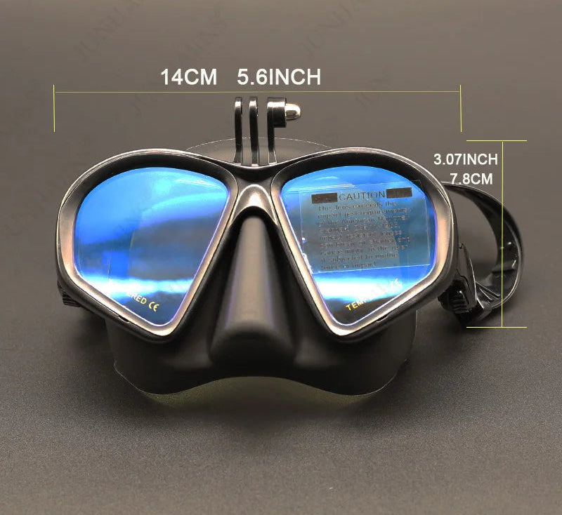 Diving Mask Snorkel Set with Camera Mount Black