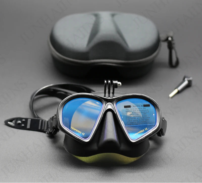 Diving Mask Snorkel Set with Camera Mount Black
