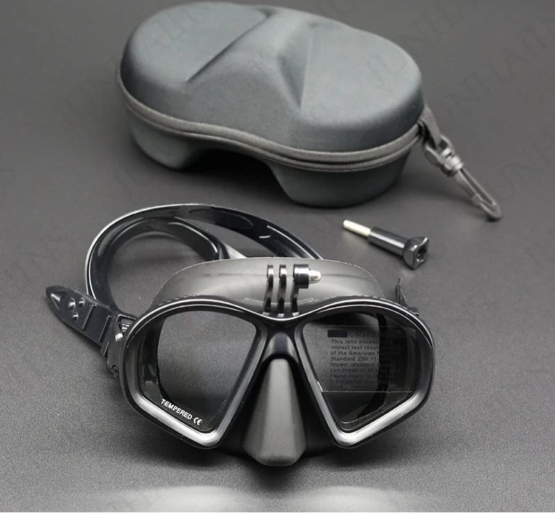 Diving Mask Snorkel Set with Camera Mount Black